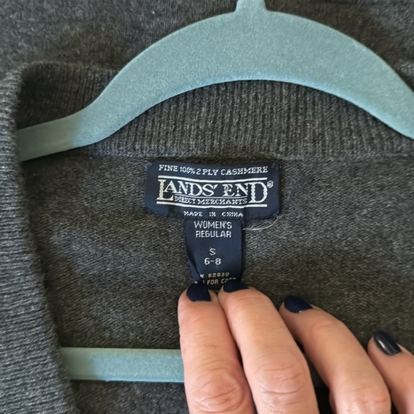 Ladies Lands End Size S Cashmere Button up sweater vest - long. Gray. EUC. - Picture 4 of 4